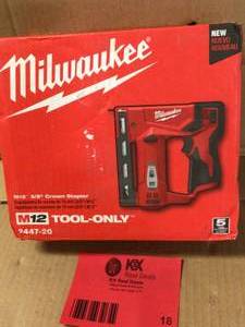 Milwaukee M12 12-Volt Lithium-Ion Cordless 38 in. Crown Stapler (Tool-Only) Customer Returns See Pictures