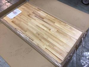 Birch 5 ft. L x 30 in. D x 1.5 in. T Butcher Block Desktop Countertop in Clear UV Stain Customer Returns See Pictures
