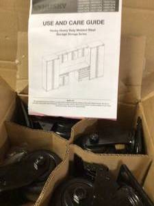 Husky 4 in. Caster Kit for Heavy Duty Welded Steel Garage Base Cabinets Customer Returns See Pictures