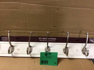 Home Decorators Collection 27 in. White and Satin Nickel Tri-Hook Rack Customer Returns See Pictures