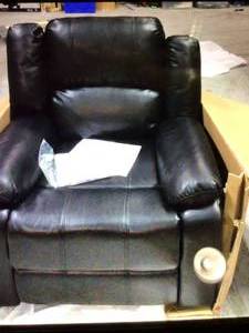 Relax A Lounger Preston 38 in. Width Big and Tall Black Faux Leather 1 Position Recliner Customer Returns See Pictures
