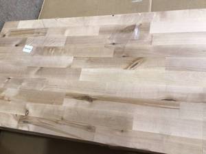 HARDWOOD REFLECTIONS Unfinished Birch 3 ft. L x 36 in. D x 1.5 in. T Butcher Block Island Countertop Customer Returns See Pictures