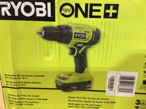 lot 5 image: RYOBI ONE 18V Lithium-Ion Cordless 12 in. DrillDriver Kit with (2) 1.5 Ah Batteries, Charger, and Bag Customer Returns See Pictures