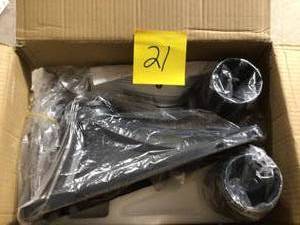 lot 21 image: Architectural Mailboxes Roxbury Black Steel Post Mount Mailbox and Premium Steel Post Combo Customer Returns See Pictures