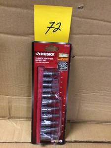 lot 72 image: Husky 14 and 38 in. Drive Torx Bit Socket Set (11-Piece) Customer Returns See Pictures