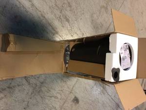 lot 105 image: 46000 BTU Standing Propane Patio Heater with Wheels in Mocha by UPHA Customer Returns See Pictures