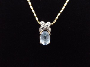 lot 2 image: .925 Sterling Silver Diamond Accented Oval Cut Topaz Vermeil Pendant Necklace