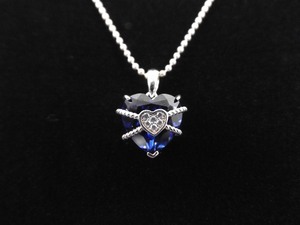 lot 4 image: .925 Sterling Silver Sapphire Crystal Heart Pendant Necklace