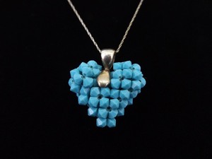 lot 6 image: .925 Sterling Silver Faceted Turquoise Heart Pendant Necklace