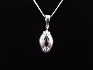 lot 20 image: .925 Sterling Silver Garnet Pendant Necklace