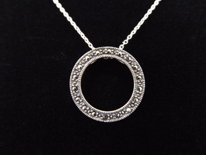 lot 28 image: .925 Sterling Silver Art Nouveau Hoop Pendant Necklace