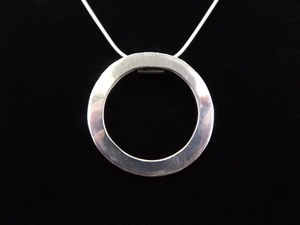 lot 31 image: .925 Sterling Silver Large Hoop Pendant Necklace