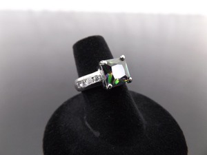 lot 57 image: .925 Sterling Silver Princess Cut Alexandrite Crystal Ring Size 6
