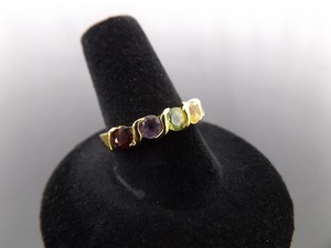 lot 60 image: .925 Sterling Silver Multi Color Faceted Crystal Vermeil Ring Size 8