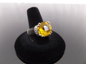 lot 66 image: .925 Sterling Silver Faceted Citrine Crystal Ring Size 9