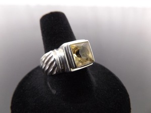 lot 67 image: .925 Sterling Silver Princess Cut Citrine Ring Size 9