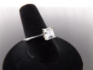 lot 79 image: .925 Sterling Silver Princess Cut Zirconia Solitaire Ring Size 8