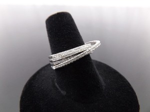 lot 81 image: .925 Sterling Silver Diamond Accented Styled Ring Size 6.5