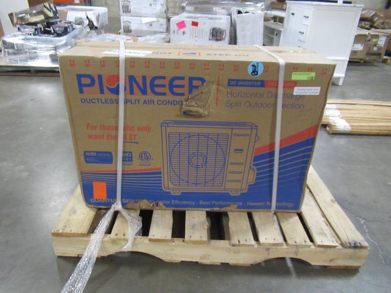 lot 203 image: Pioneer 12,000 BTU 1 Ton 19 SEER Outdoor Unit for Ductless Mini Split Air ConditionerHeat Pump System.  Model WYS012AMFI19RL-16 - OUTDOOR UNIT ONLY