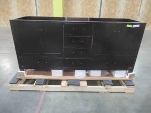 lot 109 image: Timeless Home Erin 72 in. W x 22 in. D x 34 in. H Double Bathroom Vanity in Black - No Top, Cabinet Only.