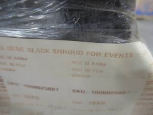 lot 213 image: Pallet of BLACK SHROUD FOR EVENTS Looks like 13 rolls of Black Plastic tarp to me...