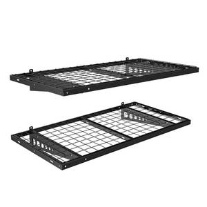 lot 233 image: Fleximounts 24 in. x 48 in. Steel Garage Wall Shelving in Black (2-Pack), BR24B. NEW - Unclaimed Freight.