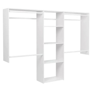 lot 245 image: Easy Track OK7272 Deluxe Tower Closet Storage Wall Mounted Wardrobe Organizer Kit System with Shelves and Drawers for Bedroom with Hardware, White, OK7272.