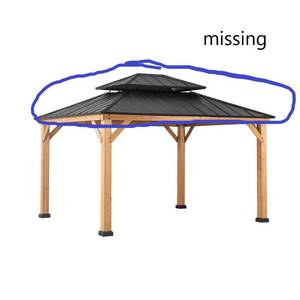 lot 135 image: Hampton Bay Crownhill 10 ft. x 12 ft. Hardtop Gazebo with Wood posts, A102007500 - MISSING TOP PIECES - WOOD FRAME ONLY.