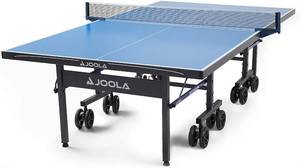 lot 157 image: JOOLA Nova Plus OutdoorIndoor All-Weather Table Tennis Table with Ping Pong Net Set, 6mm Surface, 6 Caster Wheels, Regulation Size 9 x 5, Blue - Unclaimed Freight - Carton Damage.