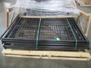 lot 140 image: Pallet of (8) Black Mesh Wire Fence Panels Approximately 58 x 72 Tall.