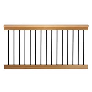 lot 152 image: Vista 36 in. x 6 ft. Traditional Cedar Level Rail Kit with Round Aluminum Ballusters, CRWRC6B26M. OPENED CARTON FOR PHOTO.