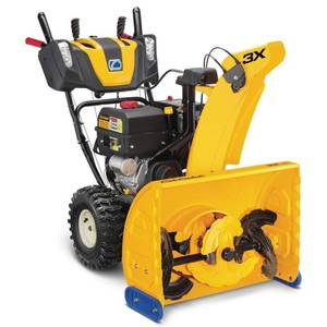 lot 4 image: Cub Cadet 3X 26 in. 357cc 3-Stage Electric Start Gas Snow Blower with Steel Chute, Power Steering and Heated Grips - RUNS GREAT BENT AXEL - Wheels Wobble Making Throw Tilt  - Needs Repair..