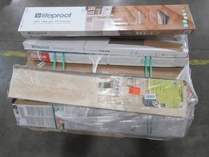 lot 279 image: WHOLESALE MIXED PALLET OF MISCELLANEOUS VINYL AND HARDWOOD FLOORING