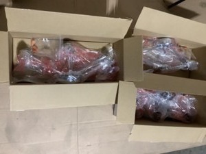 lot 9 image: (3) Hampton Bay Waterton 3-Light Chrome Sconce with White Fabric Shades See Pictures