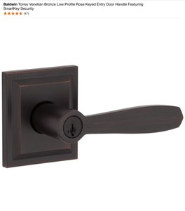 lot 10 image: (2) Baldwin Torrey Venetian Bronze Low Profile Rose Keyed Entry Door Handle Featuring SmartKey Security See Pictures