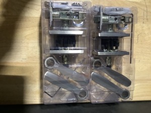 lot 11 image: (2) Baldwin Torrey Satin Nickel Low Profile Rose Keyed Entry Door Handle Featuring SmartKey Security See Pictures