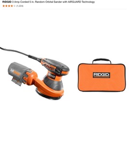 lot 31 image: RIDGID 3 Amp Corded 5 in. Random Orbital Sander with AIRGUARD Technology &  RIDGID Quick Connect Pump Accessory for RIDGID Wet Dry Vacs See Pictures