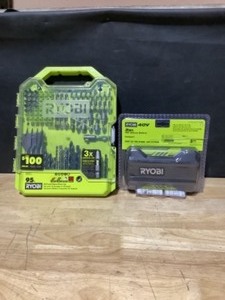lot 34 image: RYOBI 40V Lithium-Ion 2.0 Ah Battery & RYOBI Drill and Impact Drive Kit (95-Piece) See Pictures