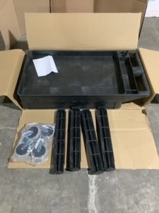 lot 56 image: Luxor 24 in. x 45 in. Two Shelf Heavy Duty Cart in Black See Pictures