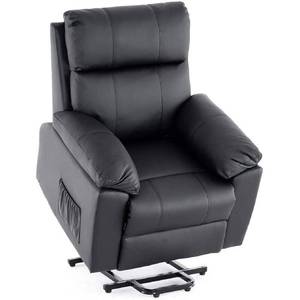 lot 1 image: Electric Power Lift Recliner Chair, Leather Home Massage Sofa Chairs With Massage And Heat, Remote Control, Side Pocket, PU Black