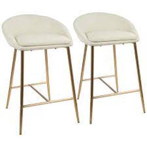 lot 7 image: Matisse 26 in. Gold and Cream Fabric Upholstered Counter Stool (Set of 2)