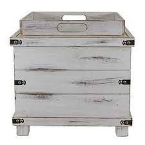 lot 14 image: Decor Therapy Hadley White Washed Storage Ottoman