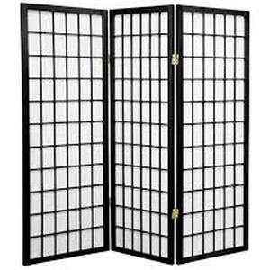 lot 17 image: Oriental Furniture 4 ft. Black 3-Panel Room Divider