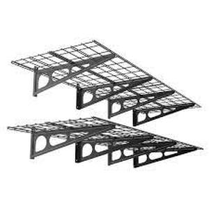 lot 28 image: FLEXIMOUNTS 24 in. x 72 in. Steel Garage Wall Shelving in Black (2-Pack)