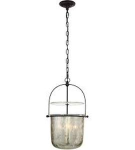 lot 32 image: Visual Comfort Lorford 14 Small Smoke Bell Lantern with Mercury Glass by E. F. Chapman