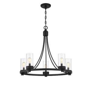 lot 35 image: Meridian 5 Light Matte Black Chandelier (M10018MBK)