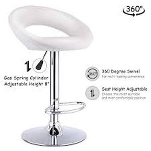 lot 30 image: Costway Bar Stools Adjustable PU Leather Barstools Swivel Pub Chairs White