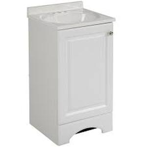 lot 57 image: Glacier Bay 18.50 in. W Bath Vanity in White with Cultured Marble Vanity Top in White with White Basin