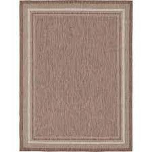 lot 66 image: Unique Loom Outdoor Soft Border Brown 9 0 x 12 0 Area Rug