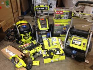 Pallet with assorted Ryobi IndoorOutdoor tools various models and conditions customer returns see pictures